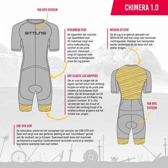 Combinaison de triathlon BTTLNS - combinaison de triathlon à manches courtes pour hommes - Chimera 1.0 - noir-rouge - L