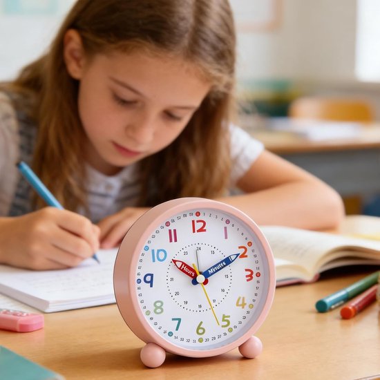 Kinderwekker Analoog - Stille Klok - Kinderen Leren - Groot Cijfer Display - 11.5 cm - Meerdere Kleuren — afbeelding 3