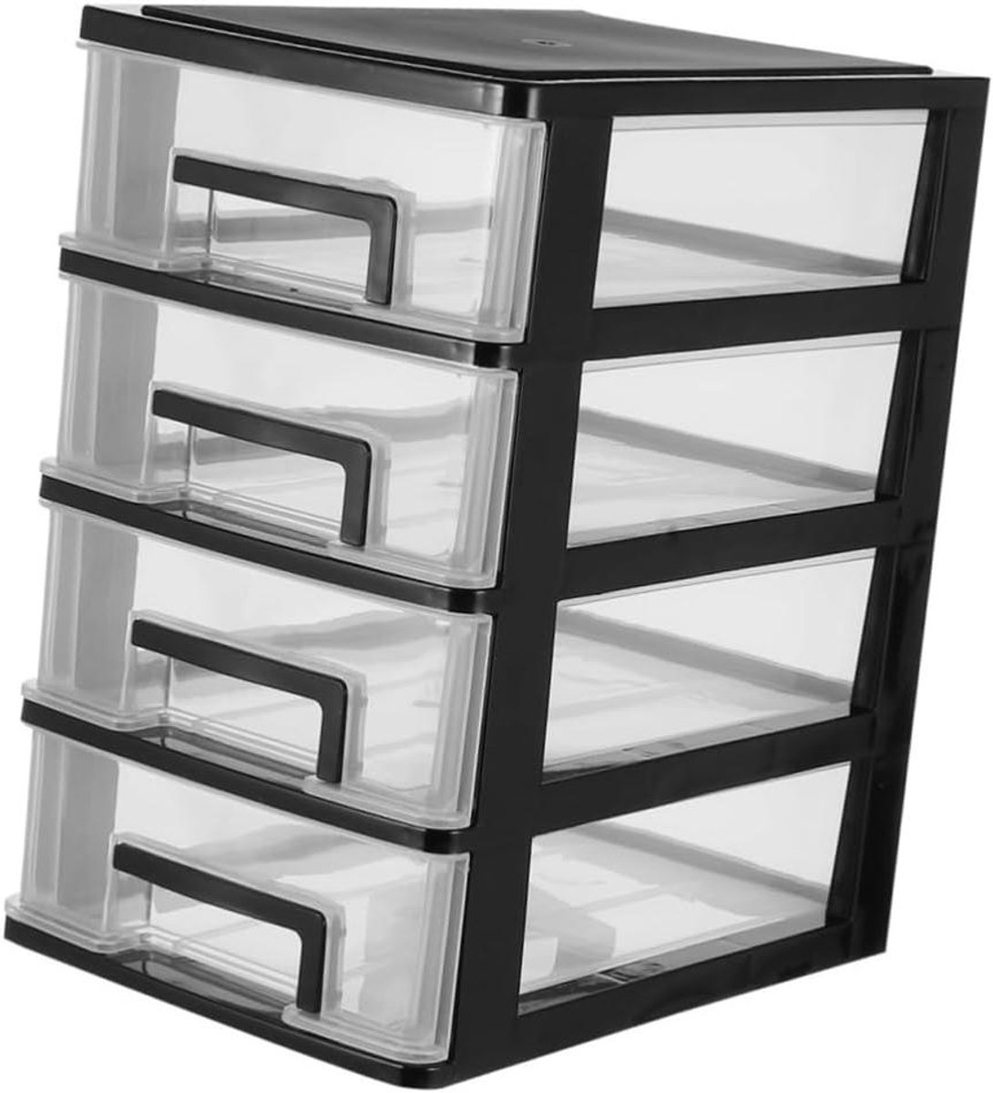 Opbergkast Lade - Bureau Organizer - Bureau Ordenen - Stapelbaar Ontwerp - 25.2 cm Hoog - Zwart