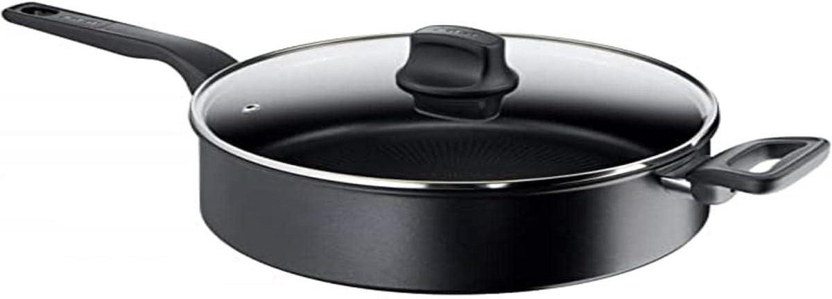 Sautepan met Deksel - Koekenpan - Eten Bereiden - Titanium Coating - 28 cm - Zwart