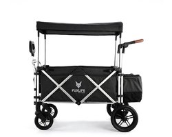 FUXLIFE by FUXTEC CTL900 Bolderkar Luxe - Opvouwbaar - Zwart | Met Veiligheidsriemen & Zonnedak - Strandkar & Handkar - Max. 75kg