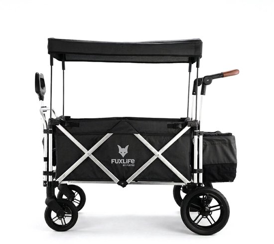 FUXLIFE by FUXTEC CTL900 Bolderkar Luxe - Opvouwbaar - Zwart | Met Veiligheidsriemen & Zonnedak - Strandkar & Handkar - Max. 75kg