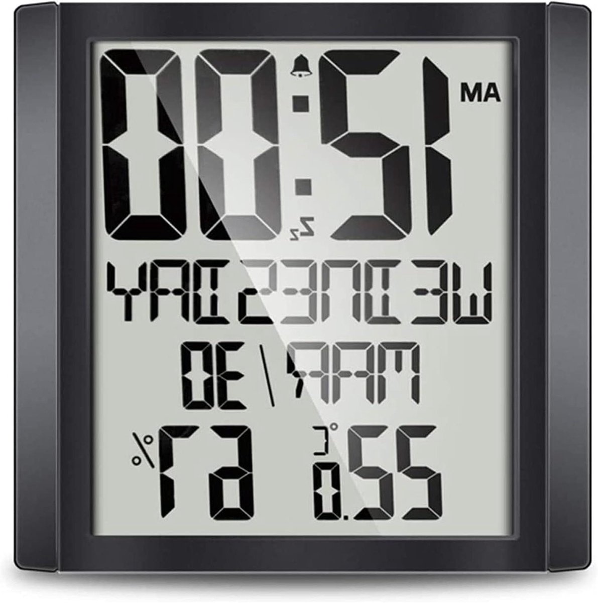 Digitale Wekker - LED Klok - Ruimte Monitoren - Extra Groot Display - 8.8 Inch - Zwart