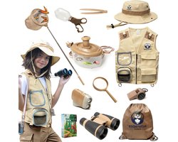 Ontdekkingsset Kinderen - Safari Avontuur - Natuur Verkennen - Compleet Vest & Hoed - 7+ -
