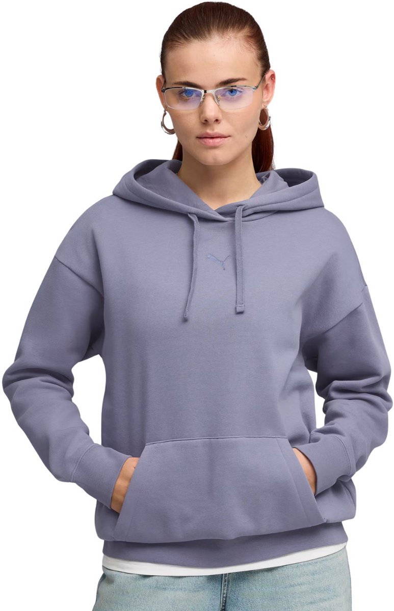 Puma Sweater Dames ESS Centered Cat Logo Relaxed Hoodie Paars