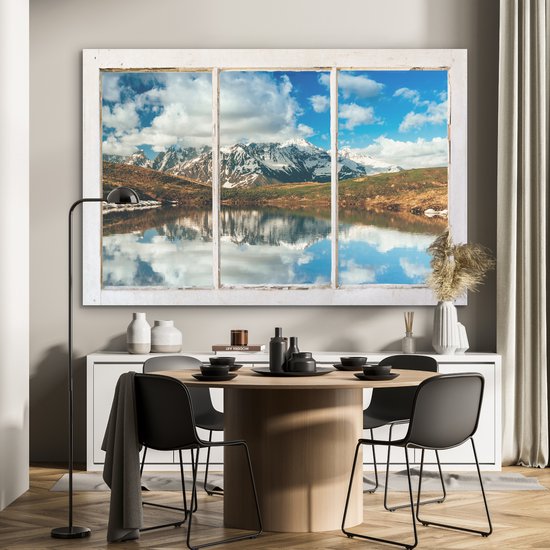 Décoration murale Métal - Aluminium Peinture Industrielle - Vue à travers - Montagnes - Water - 180x120 cm - Dibond - Photo sur aluminium - Décoration murale industrielle - Pour le salon / chambre