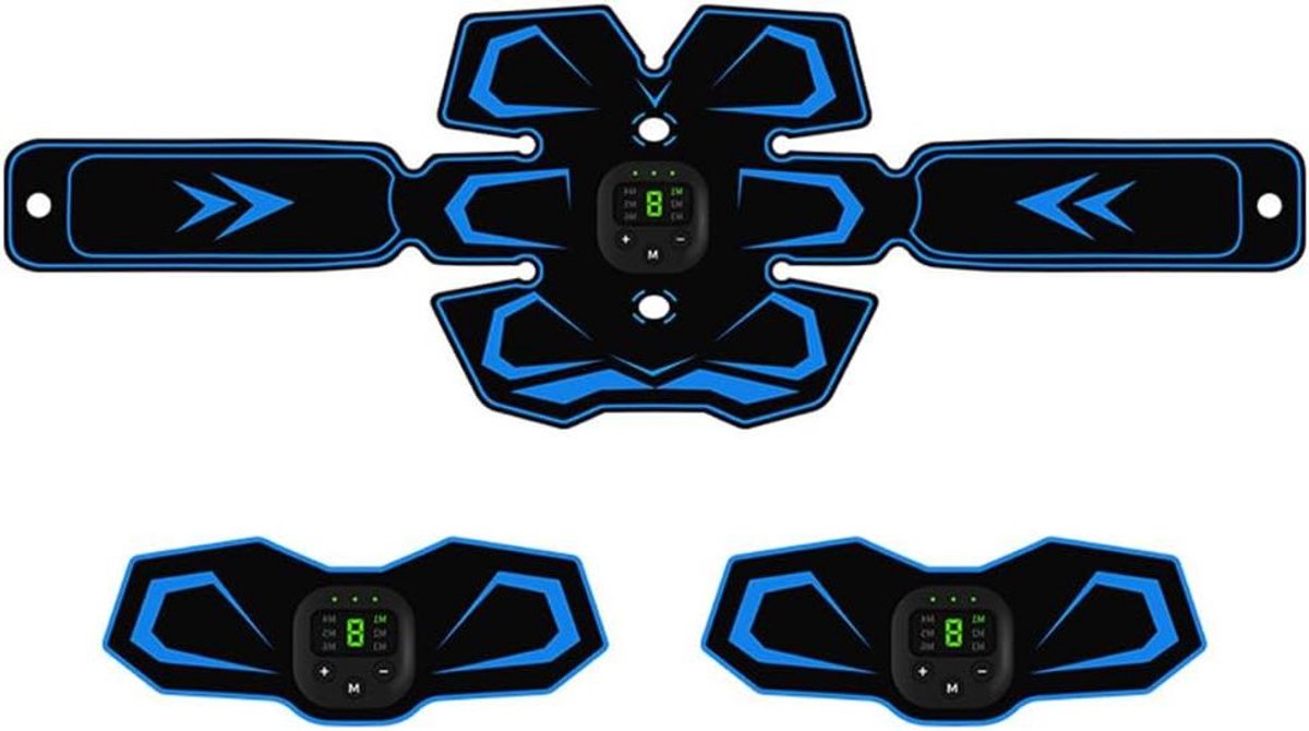 Spierstimulator Gordel - EMS Trainer - Lichaam Vormgeven - LED Display - 3 Stuks - Zwart