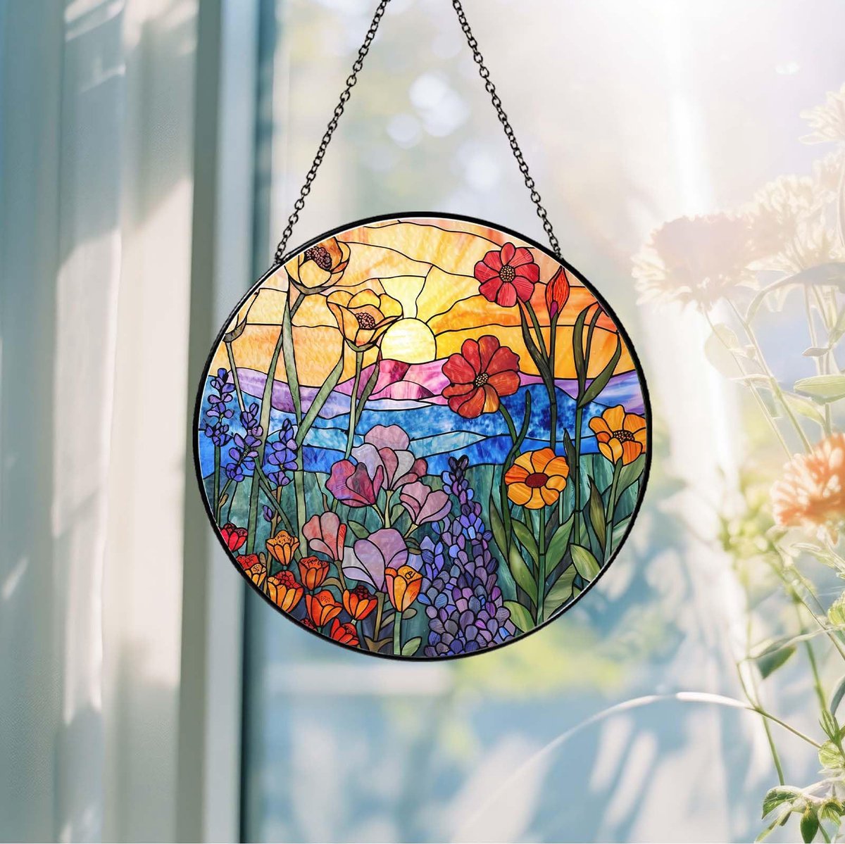 Glazen Zonnevanger | Transparante maanvormige zonnevanger/dromenvanger | Elegante raamdecoratie die een warme sfeer in huis creëert | Woondecoratie | 16 cm | Stijl 17