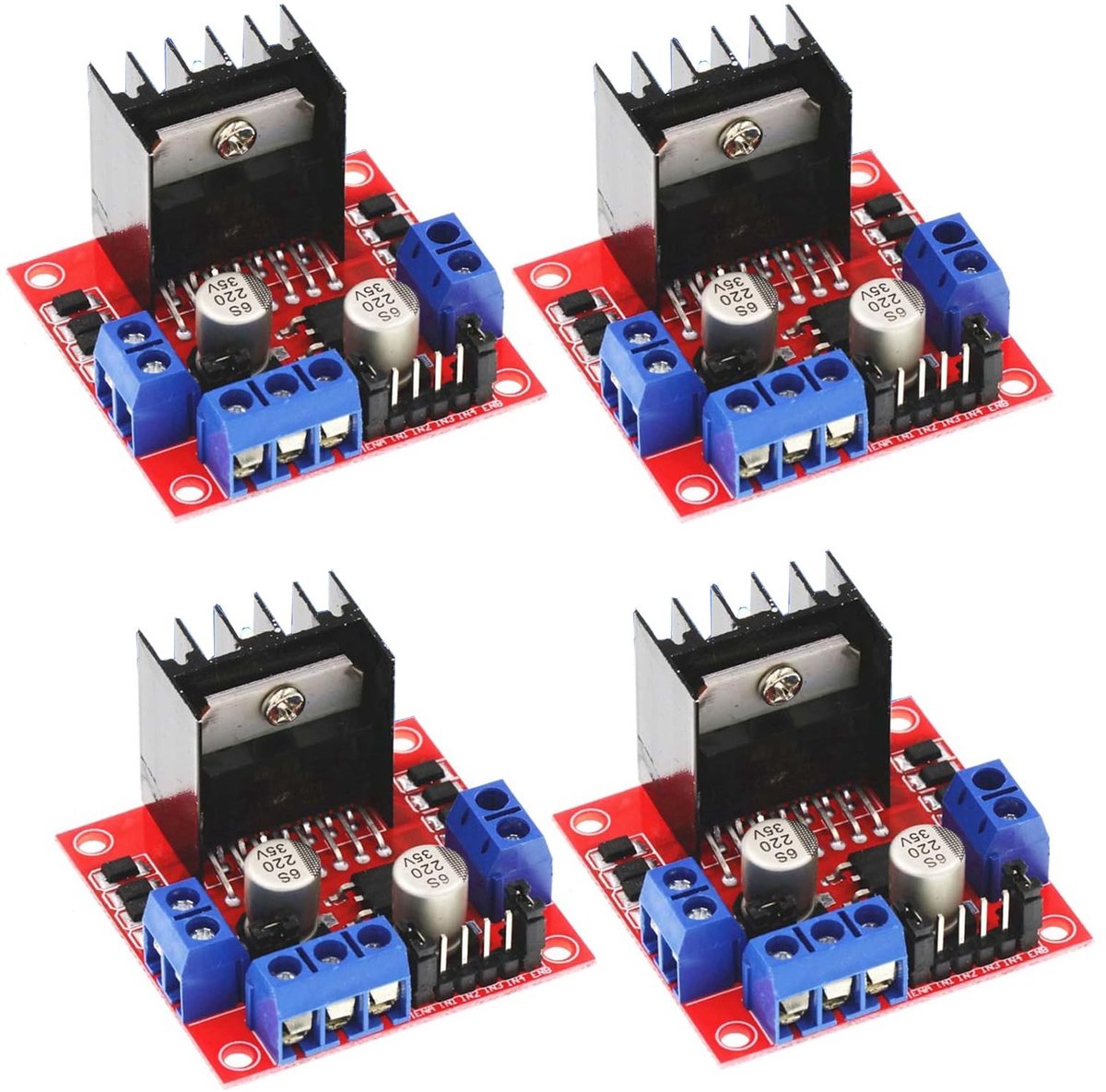 ONF3 - Motor Drive Controller Module - 4 Stuks L298N Dual H Bridge - Voor Arduino en Robotica - Besturing en Aansturing - Geschikt voor Elektron...