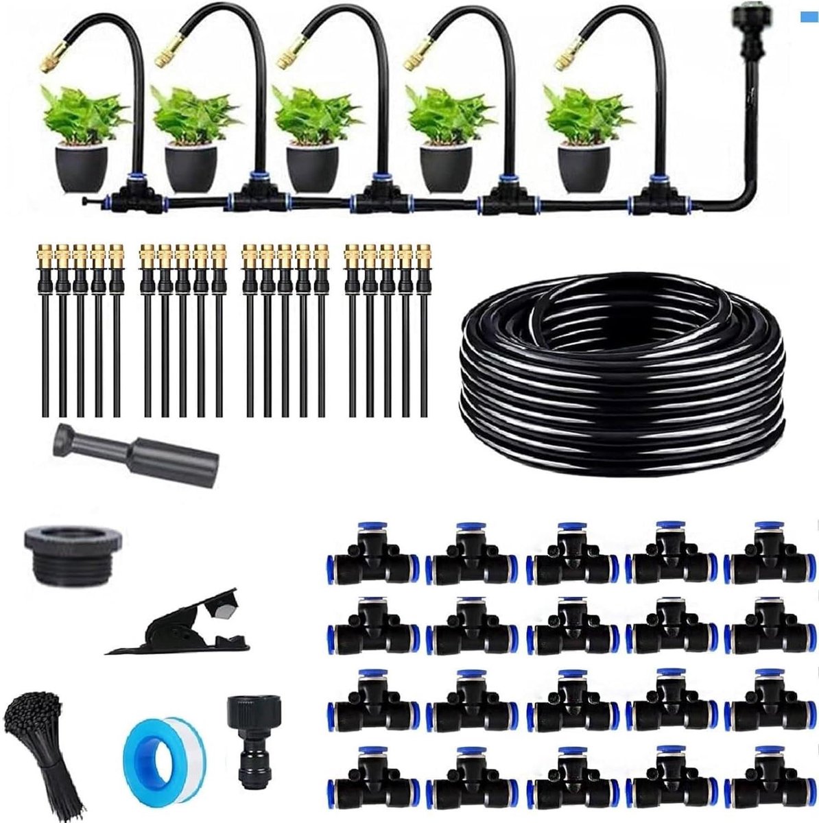 Automatisch Bewateringssysteem - Druppelslang Set - Tuin Besproeien - 360 Graden Instelbaar - 20 Meter Slang - Zwart