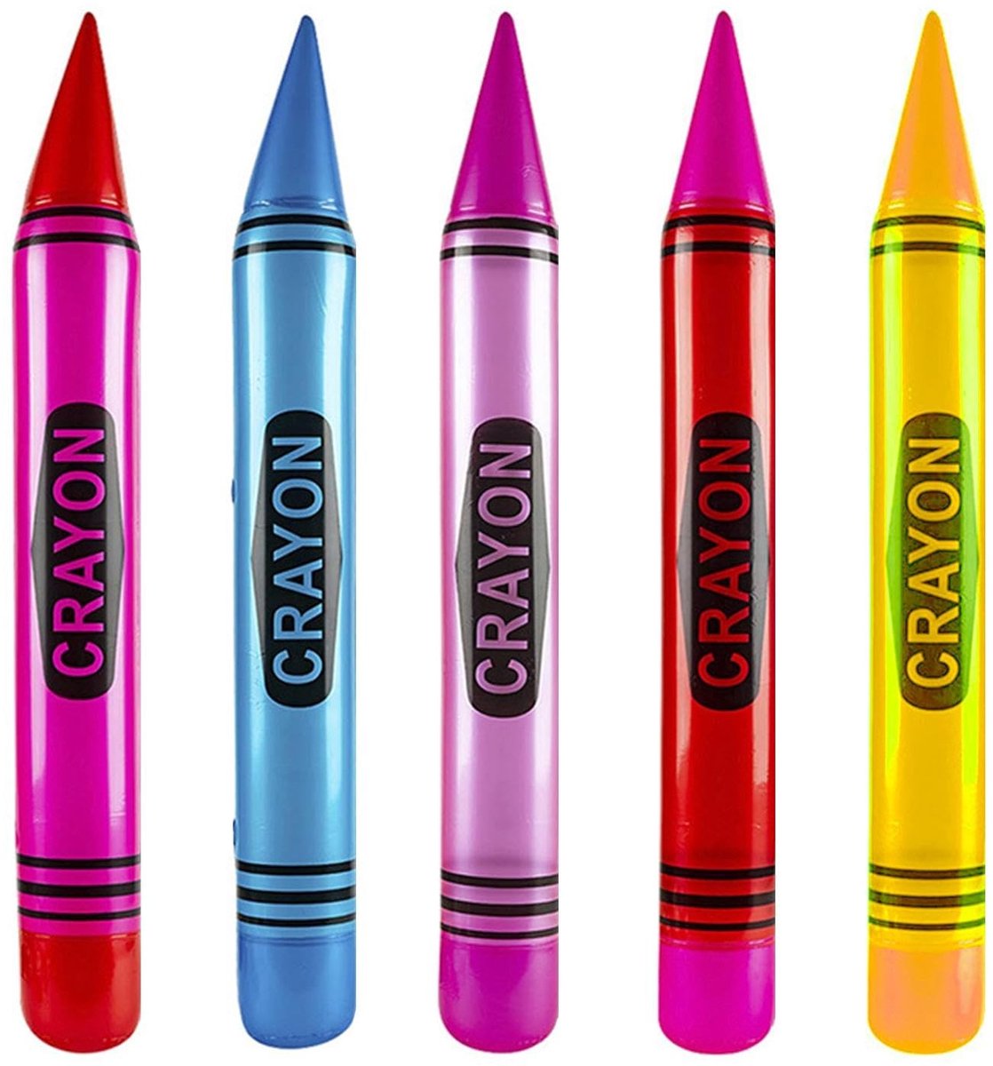 ONF3 - Opblaasbaar potloodspeelgoed - Neon potloodballonnen - Decoratie voor schoolkamer - 5 stuks - Kinderspeelgoed - Veilig en duurzaam PVC