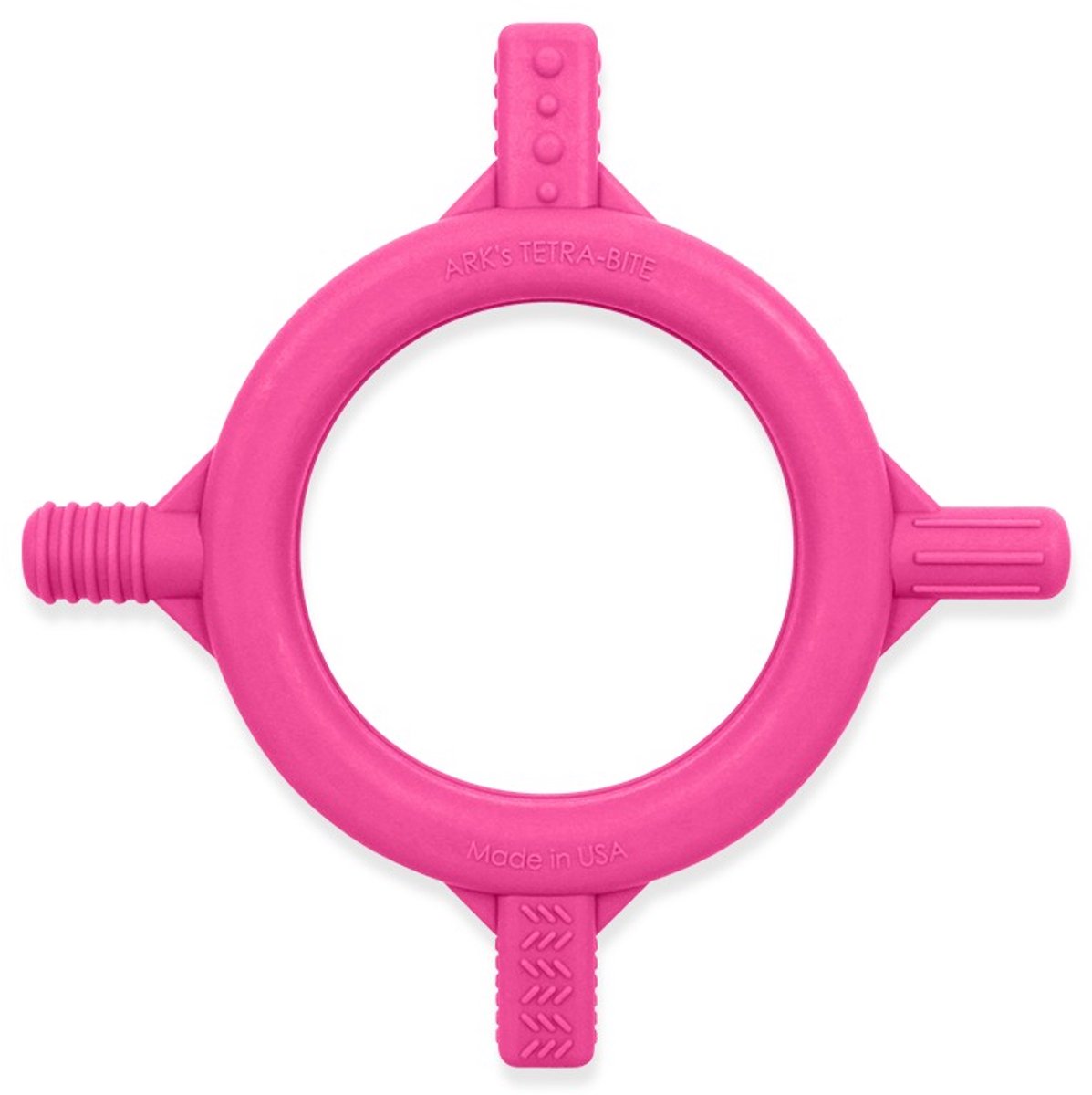 ARK Therapeutic bijtspeeltje baby Tetra-Bite roze stevig kunststof.