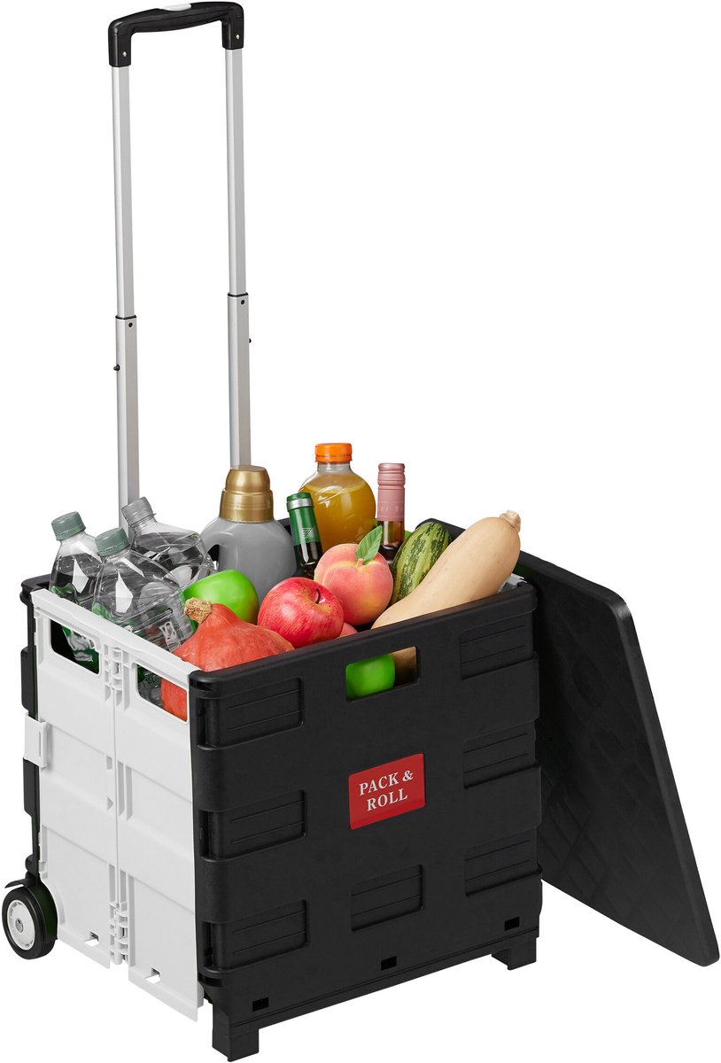 Opvouwbare boodschappentrolley - met wielen - wit