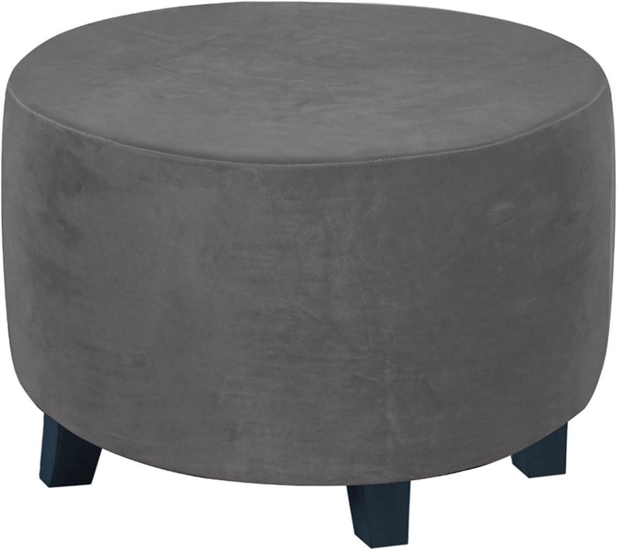 Hoes voor Voetenbank - Poefhoes Elastisch - Meubels Beschermen - Zacht Fijn Fluweel - Max 73 cm Diameter - Grijs