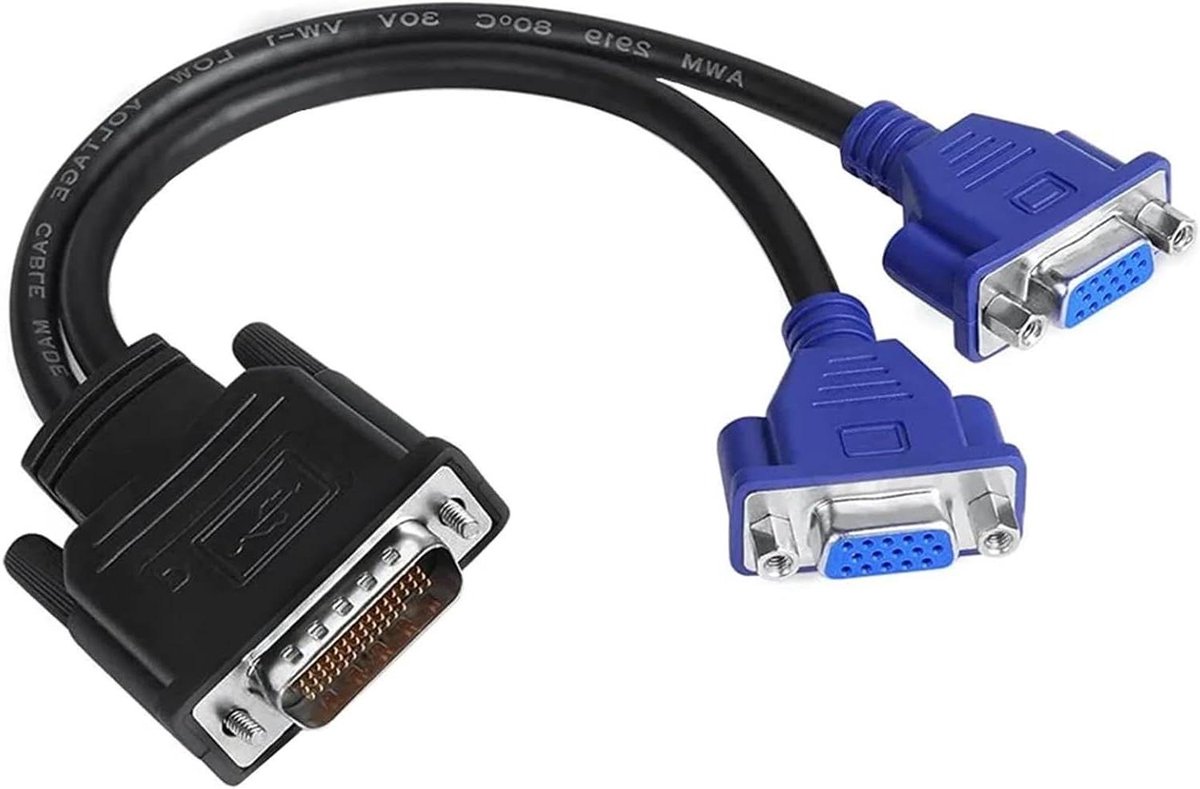 DMS 59Pin Splitterkabel - Adapter Kabel - Meerdere Schermen - 2 Uitgangen - 10 cm - Zwart