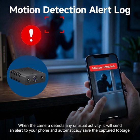 Mini Camera, HD 1080P WiFi Beveiligingscamera, Verborgen Bewakingscamera's, Draadloze Plug and Play Bewaking, Nachtzicht, Afstandsbewaking voor Meer Veiligheid met de Applicatie' van MINI — afbeelding 4