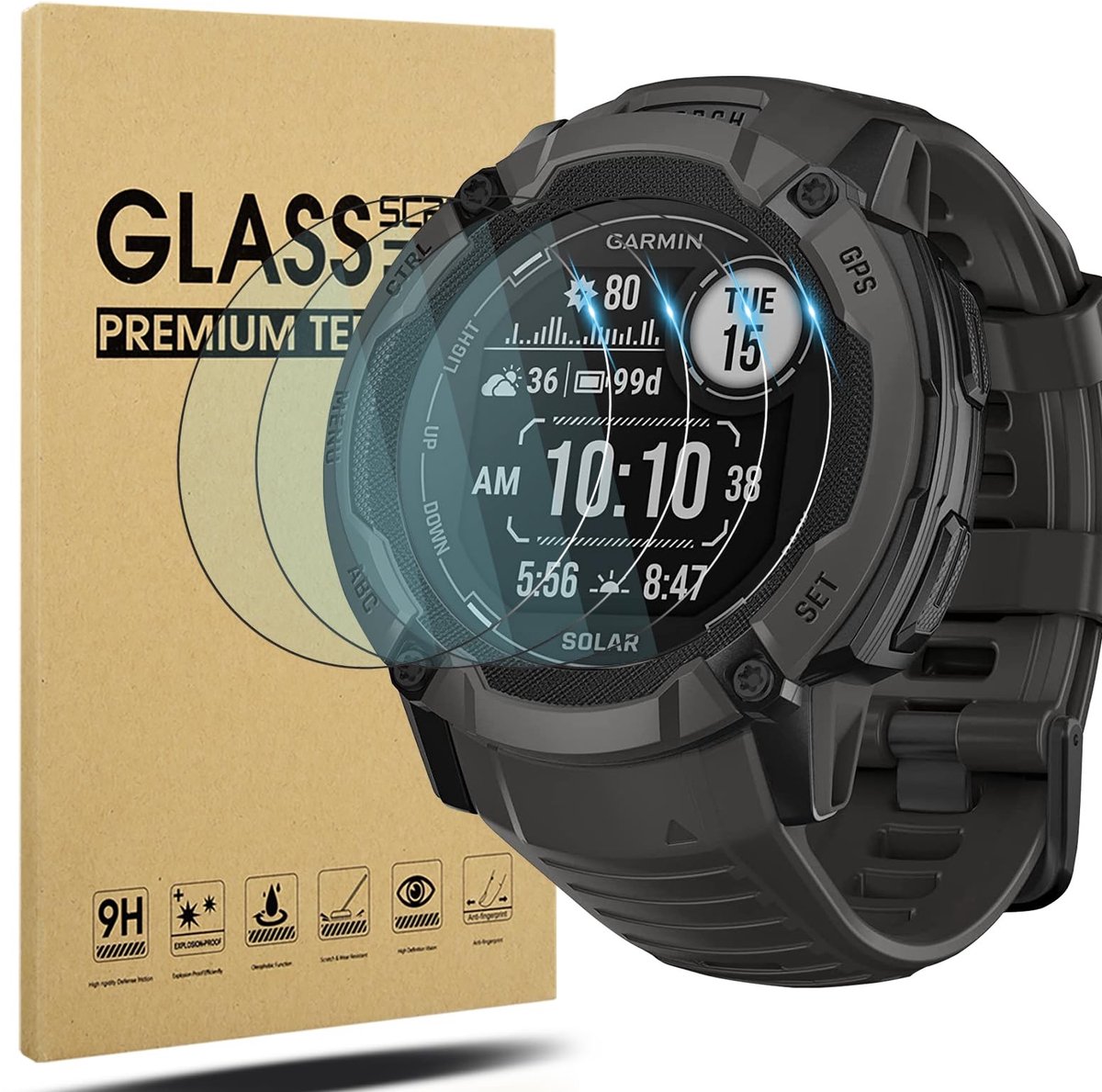 Allecto - Schermbeschermer - Garmin Instinct 2X Solar - Bubbelvrij - Krasbestendig - HD Glazen Bescherming - Volledige Dekking - Geschikt voor Garm...