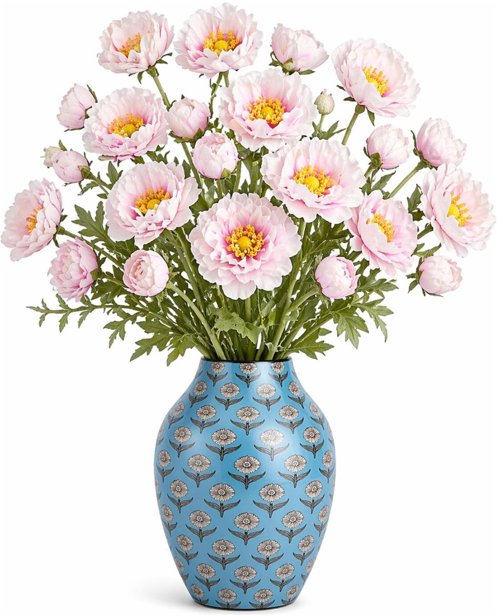 Mica Decorations Kunstbloem Klaproos Poppy - 10x - H62 cm - roze - kunststof - stelen kunstbloemen - boeket - rozen bloemetjes Lichtroze