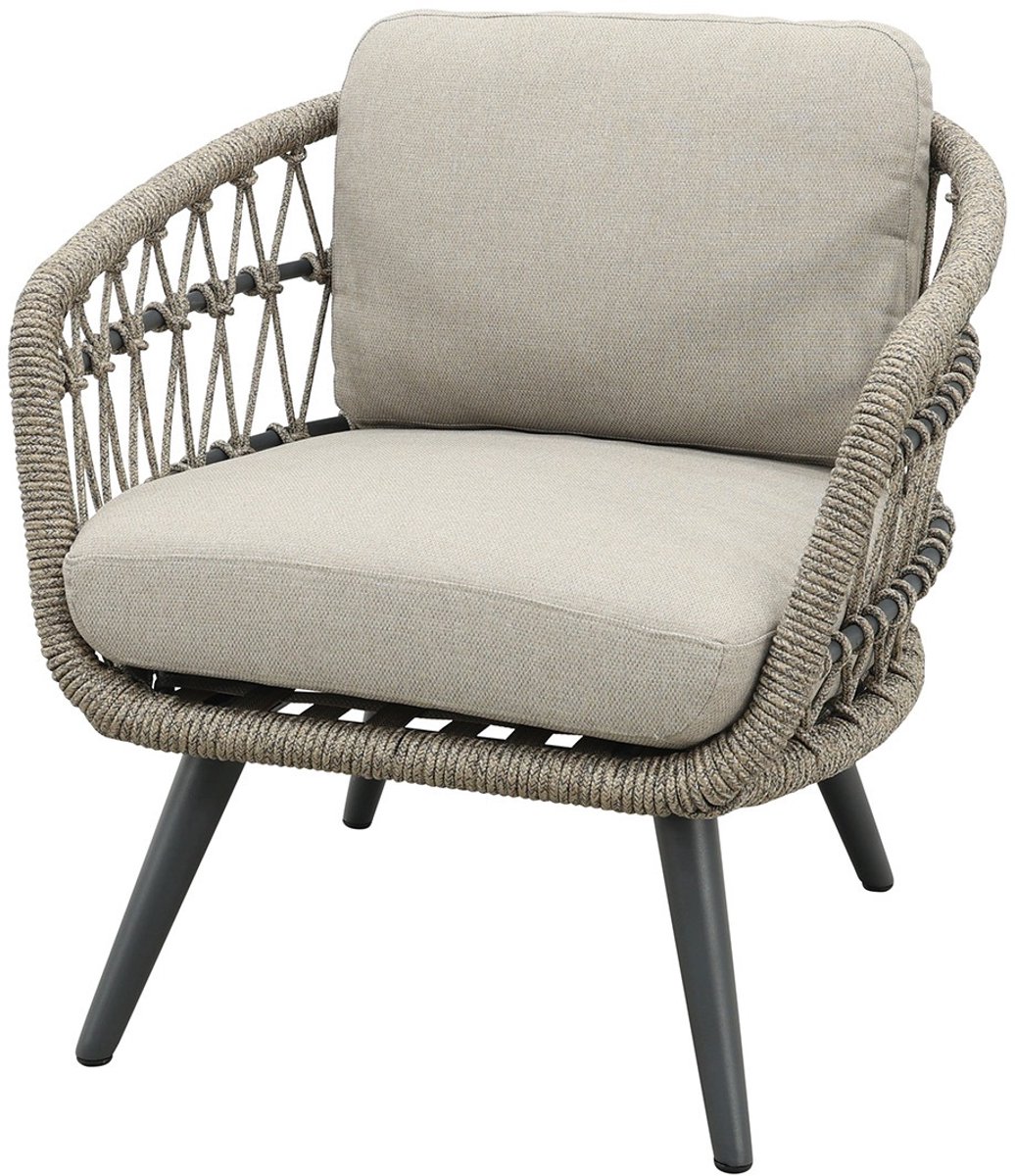 Julia natural rope low-dining tuinstoel - Antraciet