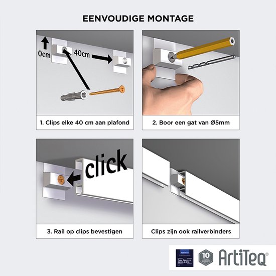 Instructievideo over het monteren van een Artiteq Click Rail ophangrail.