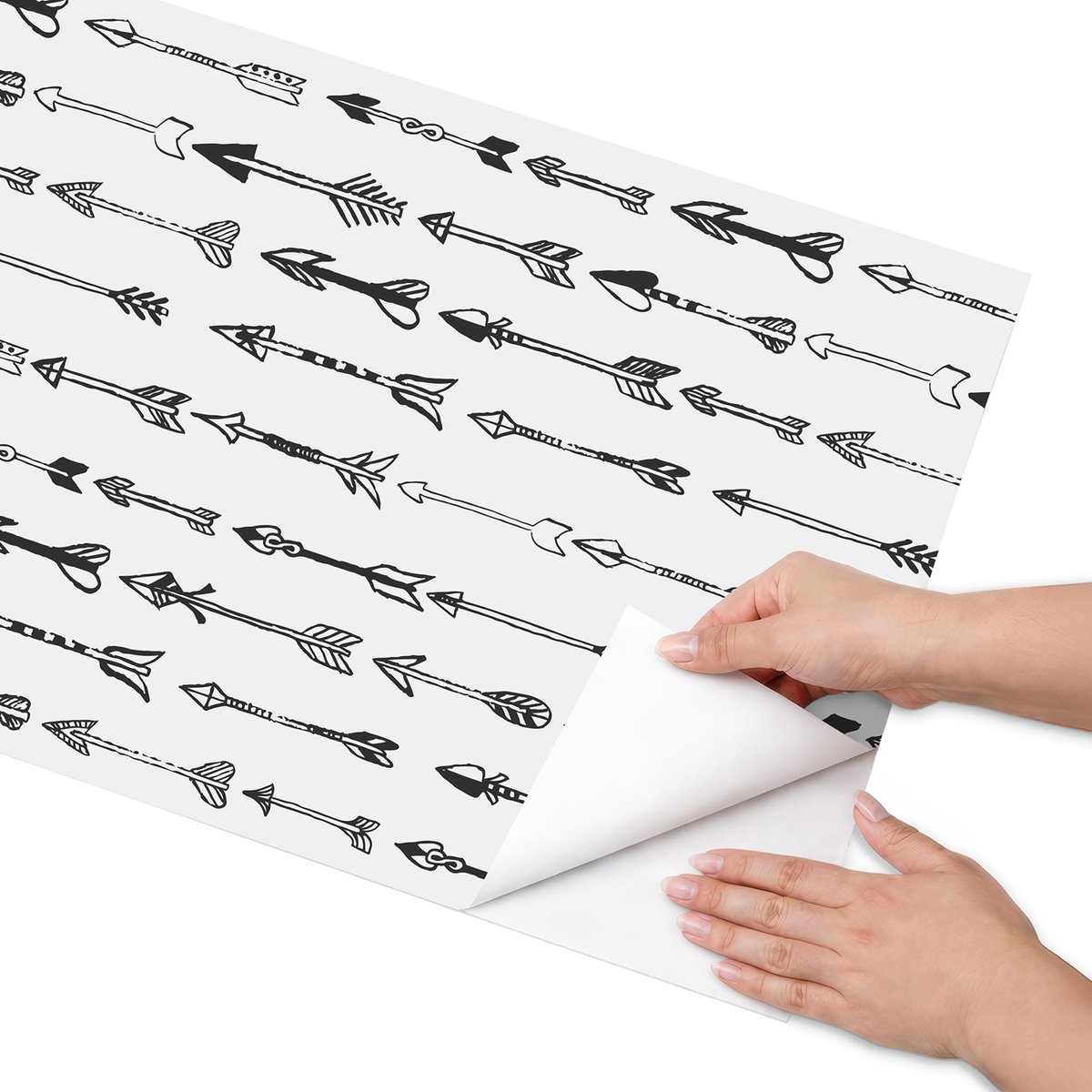 Coloray Meubel Wrap Folie - Zwart-wit Meubelfolie - 50x100 cm - Meubelfolie Zelfklevend Pijlvormen - Wrapfolie Keuken - Minimalist Meubelfolie - Decoratiefolie - Tafeldecoratie - Abstractie
