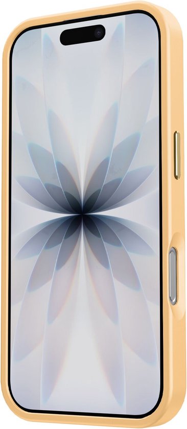 Coque de téléphone dorée avec dos et côtés mats, présentée avec un iPhone.