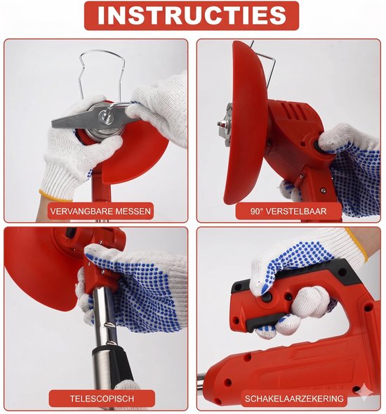 Traumheim®Kantenmaaier - Grastrimmer - Bosmaaier - Incl. 2 accu's en lader - Rood van Traumheim — afbeelding 4