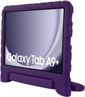 Paarse Happy Case hoes voor Samsung Galaxy Tab A9+ met ingebouwde standaard, van voren gezien.