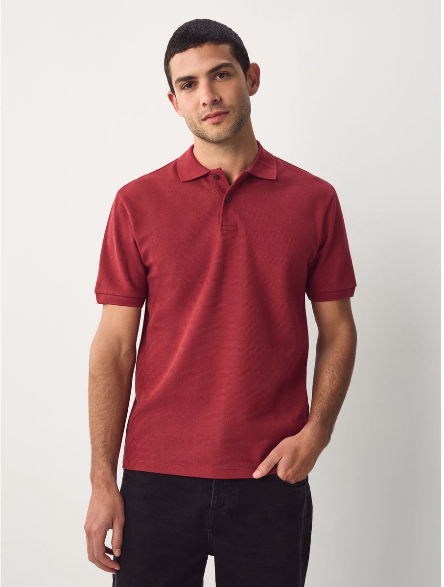 Next - Heren - Nette polo met structuur en standaard pasvorm - Rood