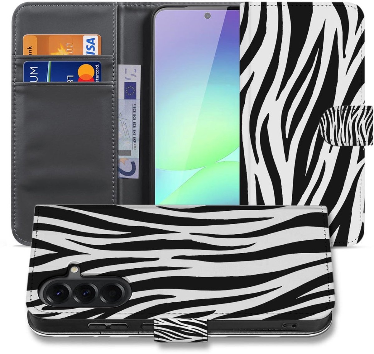 Bookcase Hoesje Samsung Galaxy A37 Bruin Houtprint met Pasjeshouder