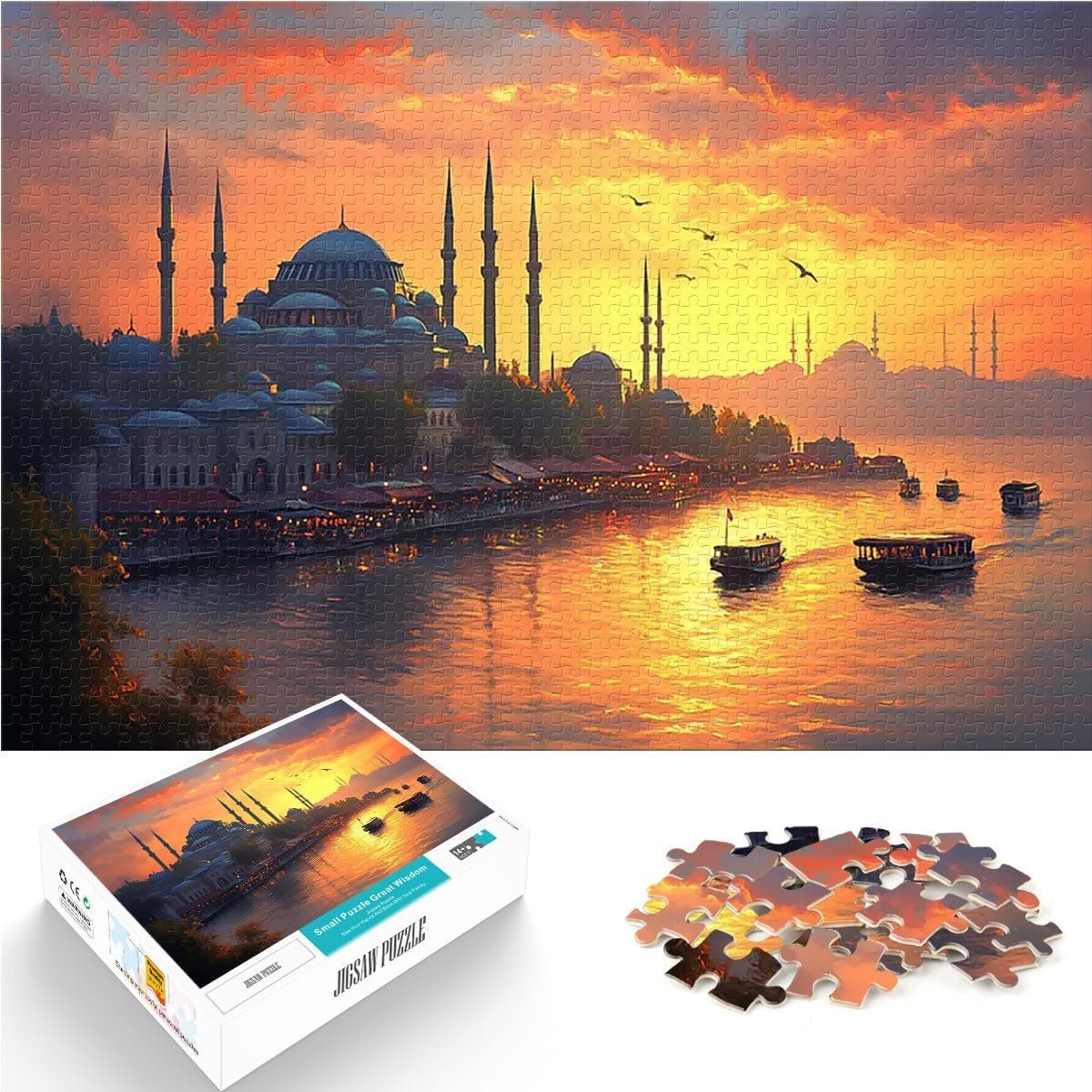 Puzzel 1000 stukjes - Educatief spel - Ontspanning thuis - Gedetailleerd ontwerp - 52 x 38 cm - Zonsondergang