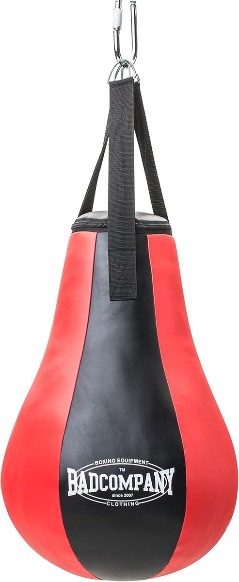 Bokslamp Vinyl - Maïspeer Punchbal - Boksen Techniek Trainen - Scheurbestendig Zweetwaterafstotend - 69 cm Hoogte - Zwart Rood