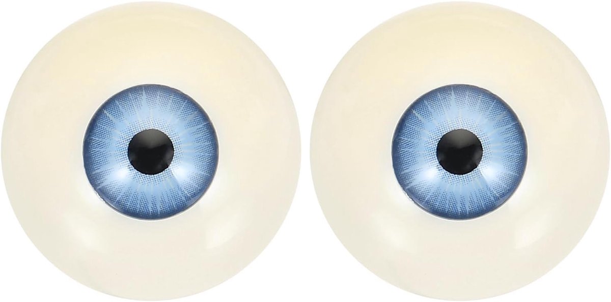 Killogood Twee veiligheidsoogjes van 30 mm - realistische acryl oogbollen/plastic halve oogbollen - geschikt voor maskers - Halloween-rekwisieten - knutselpoppenogen (lichtblauw - beige).