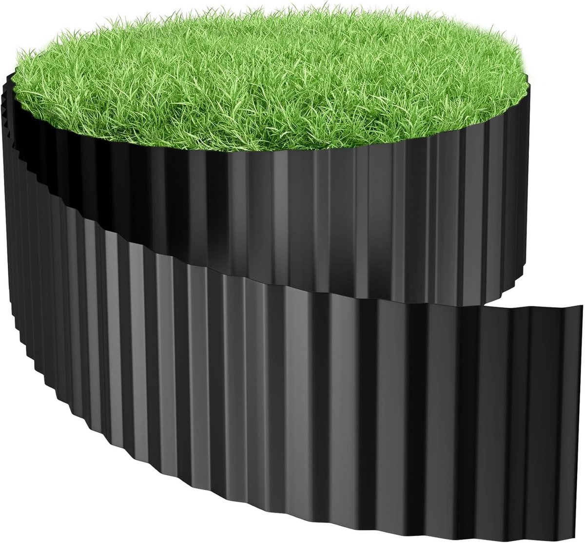 Metalen Gazonrand - Bloembed Afscheiding - Tuin Borders Maken - Flexibel Golfdesign - 10m Lang 18cm Hoog - Antraciet