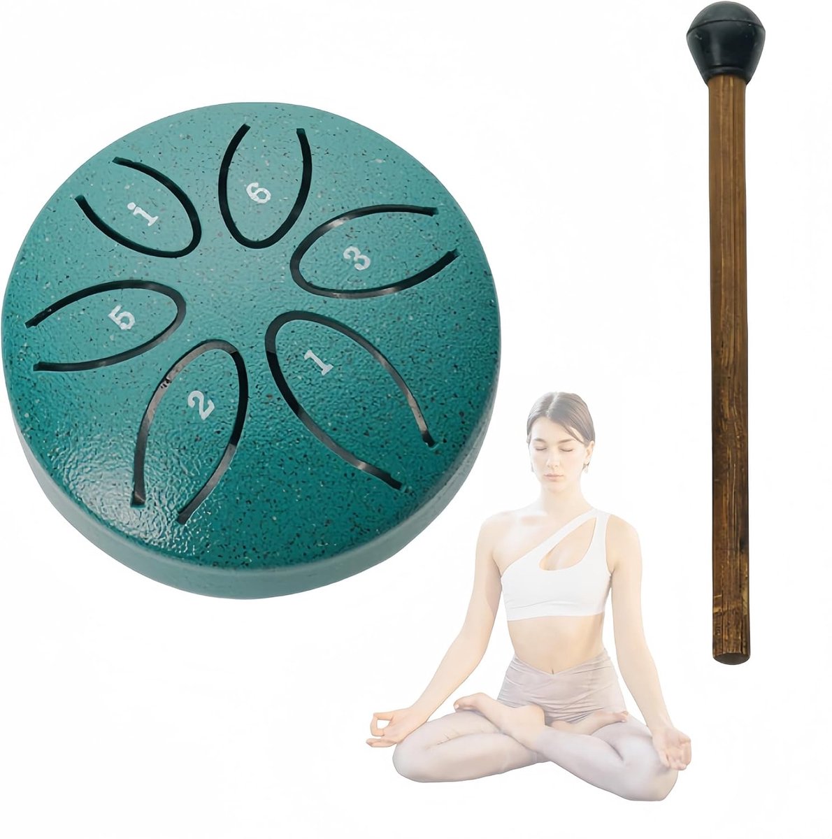 Stalen Tongtrommel - Mini Handpan - Meditatie Ontspanning - Precisie Vervaardigd - 3 Inch 6 Noten - Groen