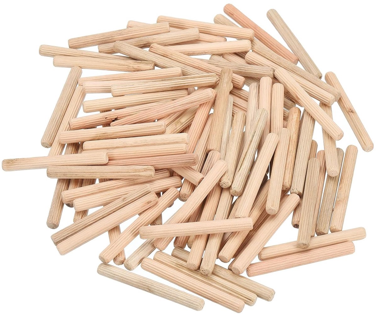 Houten pluggen - Houten stokken deuvels - Meubelreparatie knutselen - Groefontwerp voor lijm - 8x70 mm - Natuurlijk hout