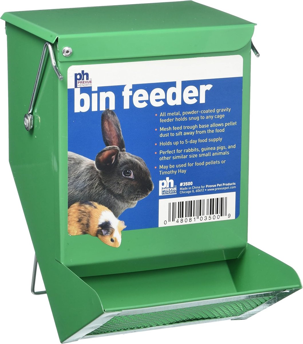 Voerbak Dieren - Voer Dispenser - Kooi Voeding - Verstelbare Haken - 18 cm Hoog - Groen