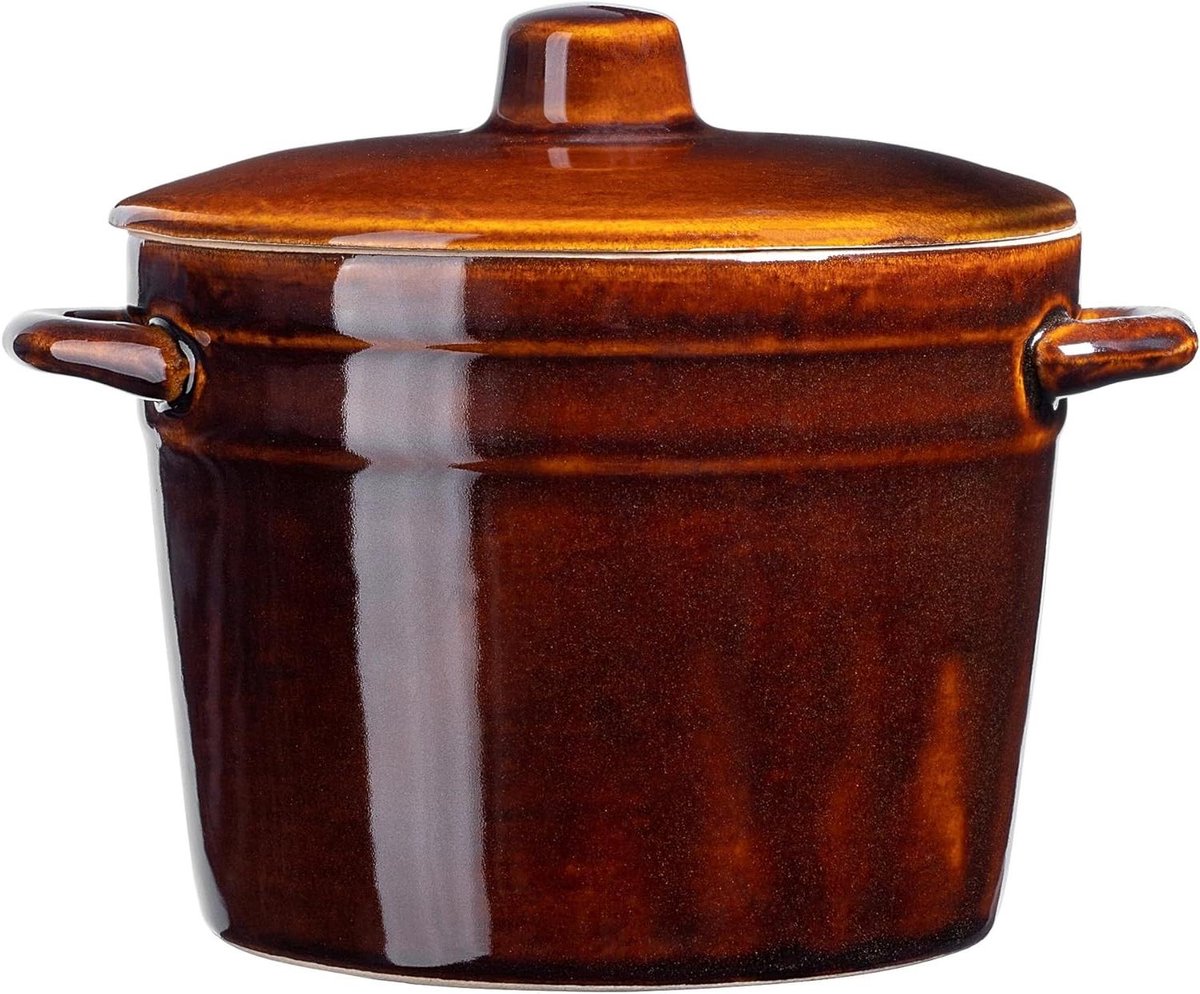 KADAX Steengoed Pot met Deksel en Zijhandgrepen, 6L Vaatwasmachinebestendige Keramische Augurk Pot