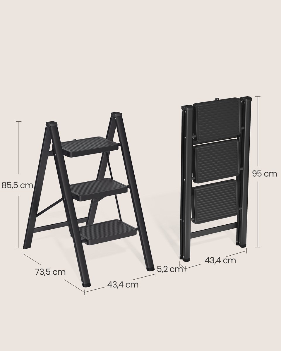 SONGMICS - Ladder - Opvouwbare Keukentrap met 3 Treden - Belastbaar tot 150 kg - Voor Thuis en Kantoor – foto 6