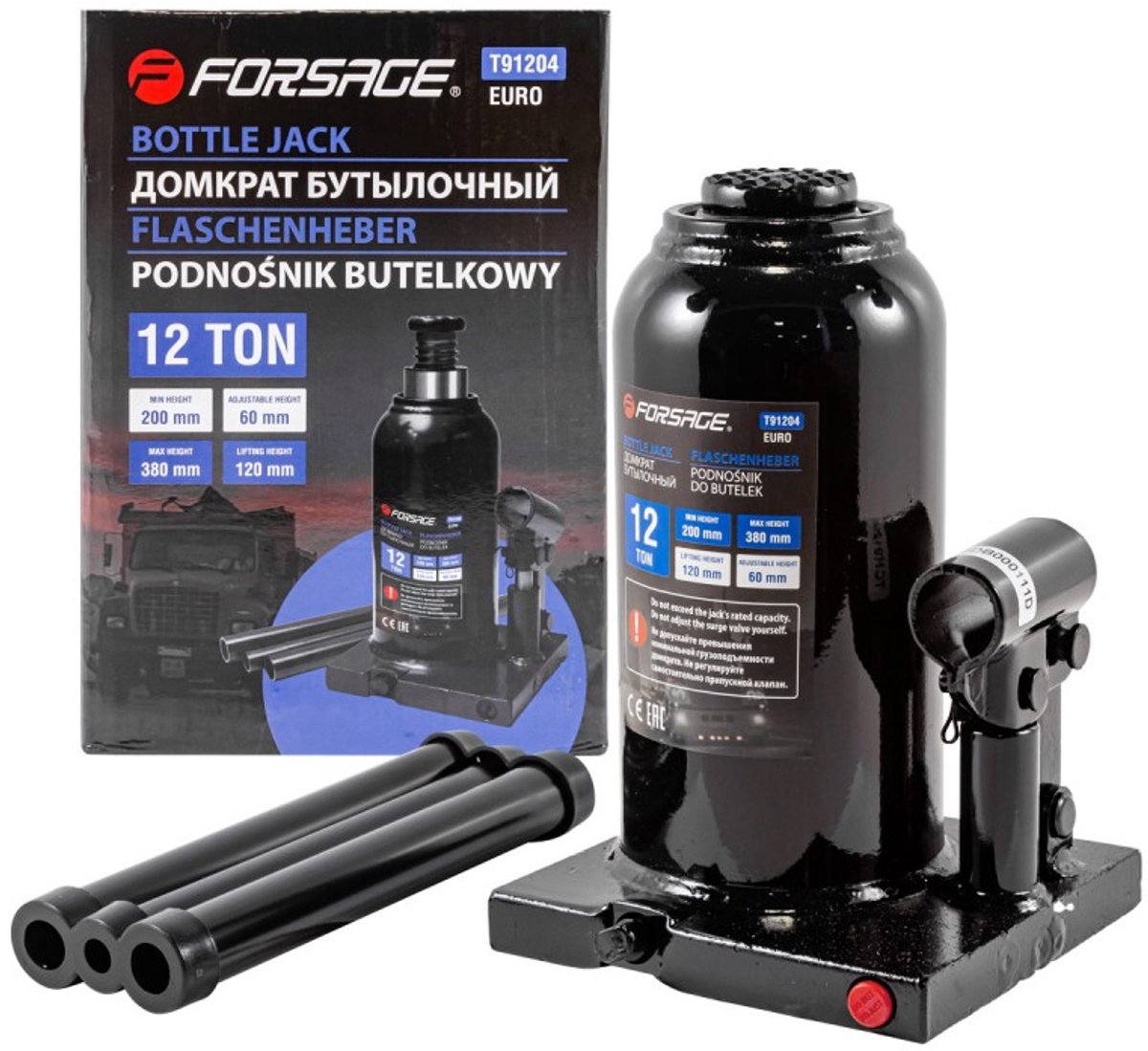 Forsage - Hydraulische Krik - 12T - Veiligheidsventiel - Heavy Duty