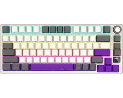 Lorgar KBP7075W Serie - Draadloze Mechanische Gaming Toetsenbord - 75% Indeling - Beige - Toxic Purple Switches