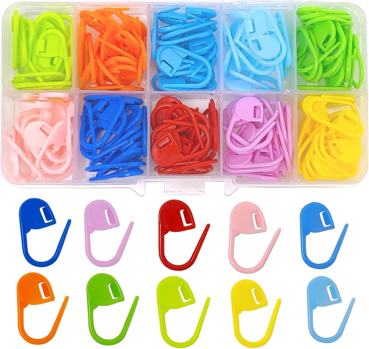 carmdering - Locking Stitch Markers - Steekmarkeerders - Breimarkeerders - Veilig Vergrendelmechanisme - Kleurcodering Voor Patronen - Duurzaam Kunststof - Lichtgewicht En Vangvrij - Ideaal Voor Onderweg - 120 Stuks