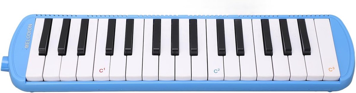 Mondpiano Melodica - 32 Toetsen Instrument - Muzikaal Onderwijs - Draagbaar Lichtgewicht - 43x13x9 cm - Blauw