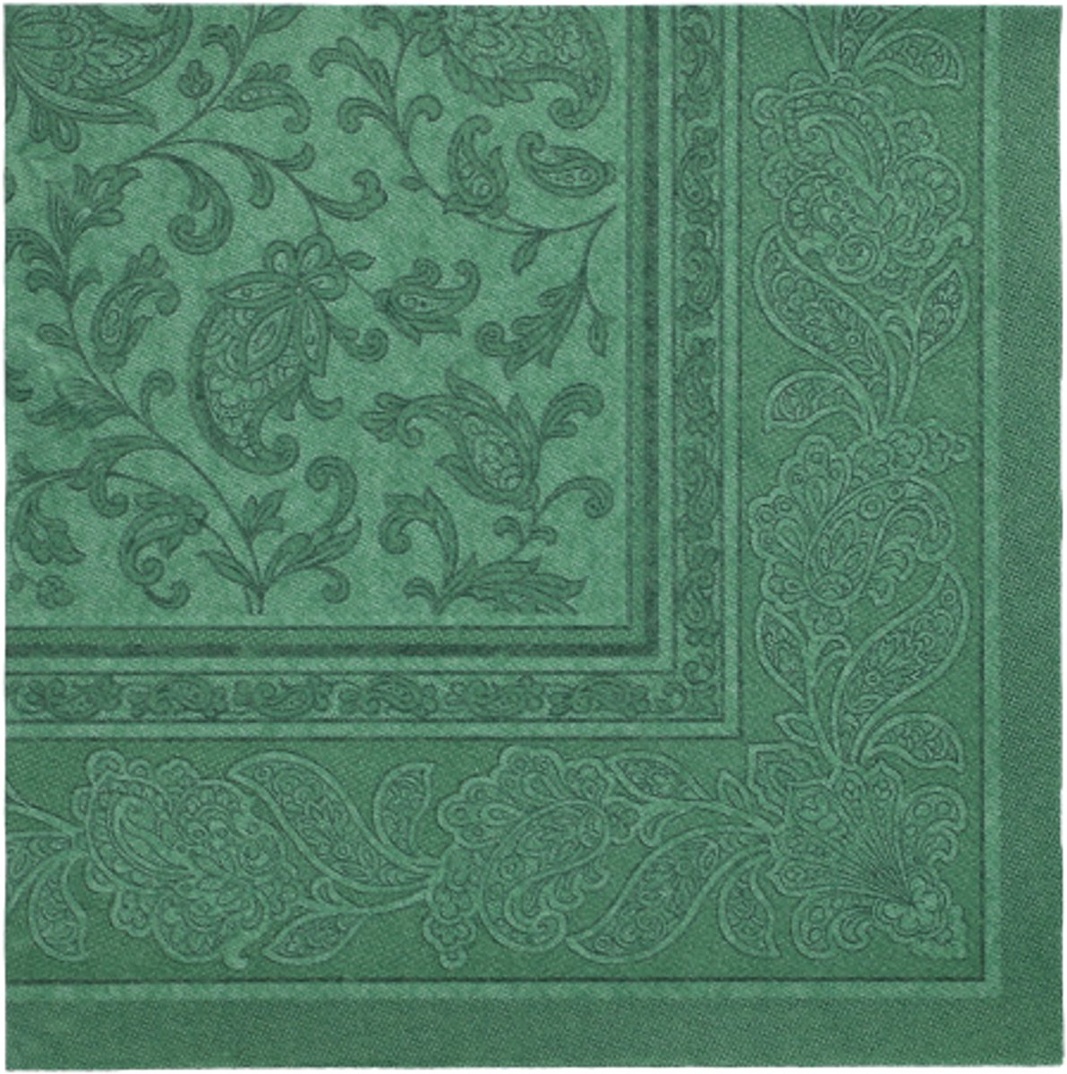 5x 50 Servetten ROYAL Collection 1/4 vouw 40 cm x 40 cm donkergroen Ornaments