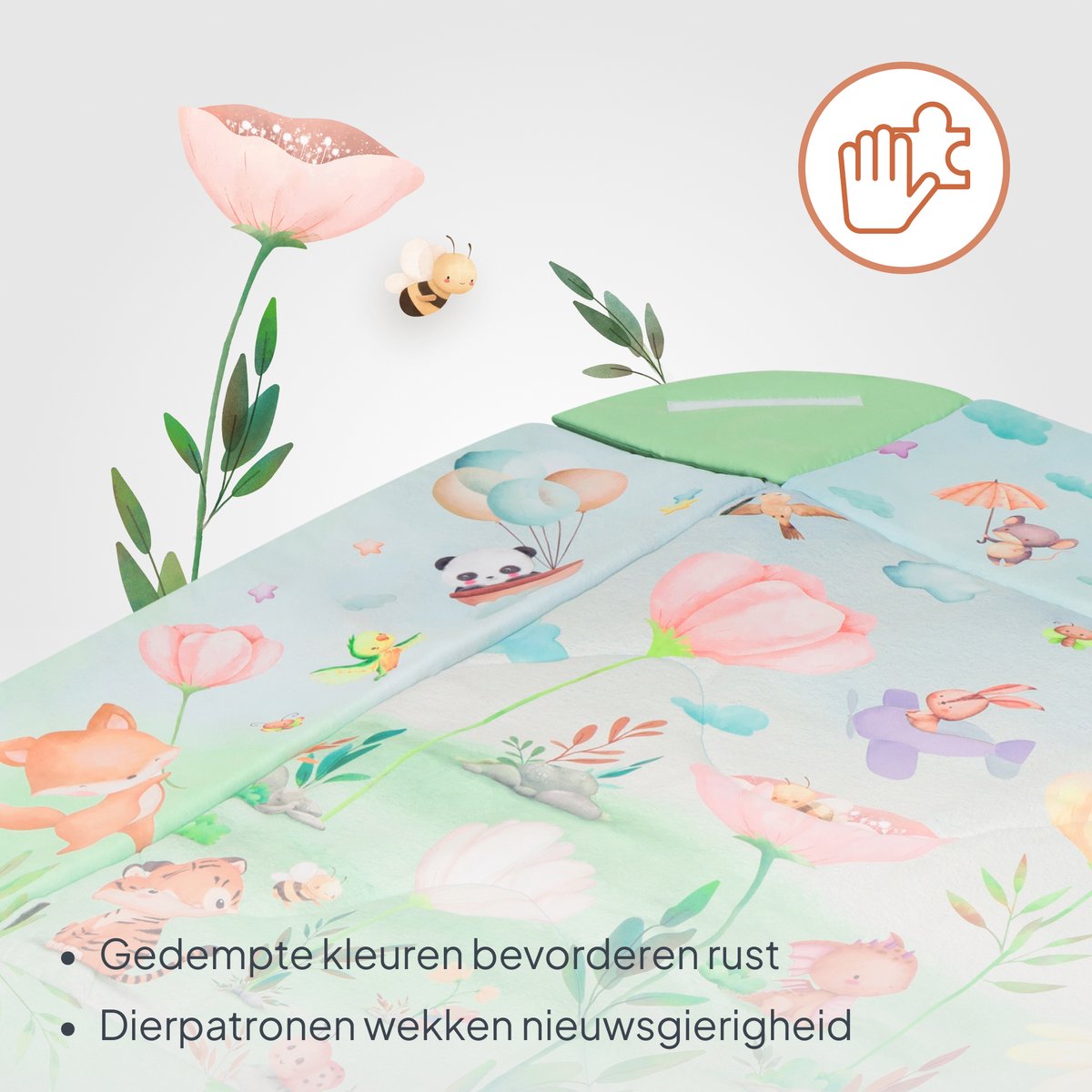 Lionelo Inga Multicolor – Multifunctionele Speelmat met Bogen – Speelkleed & Speelhek – 7 Sensorische Speeltjes – Baby Ontwikkeling & Motoriek — afbeelding 12