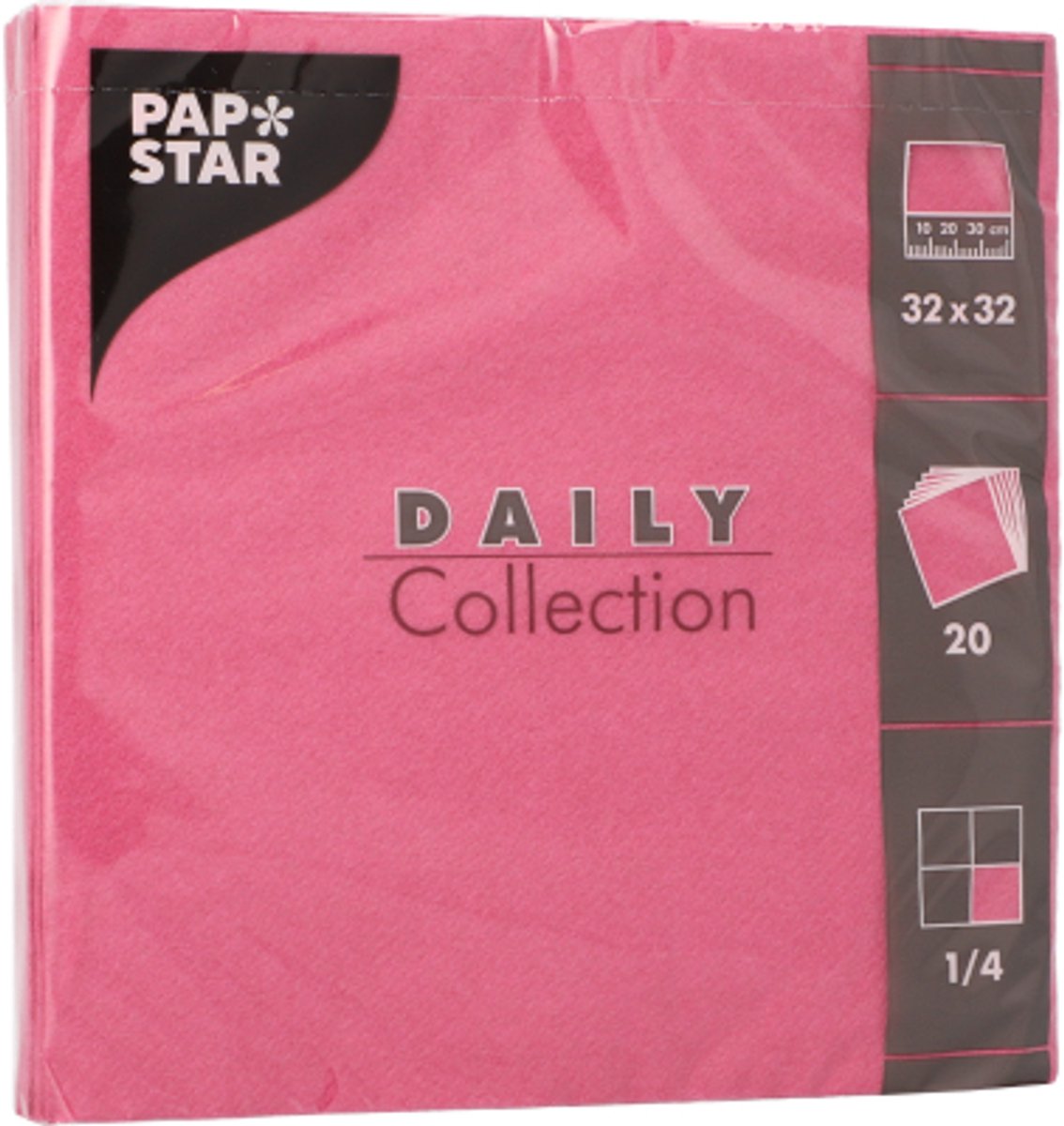 15x 20 Servetten DAILY Collection 1/4 vouw 32 cm x 32 cm fuchsia