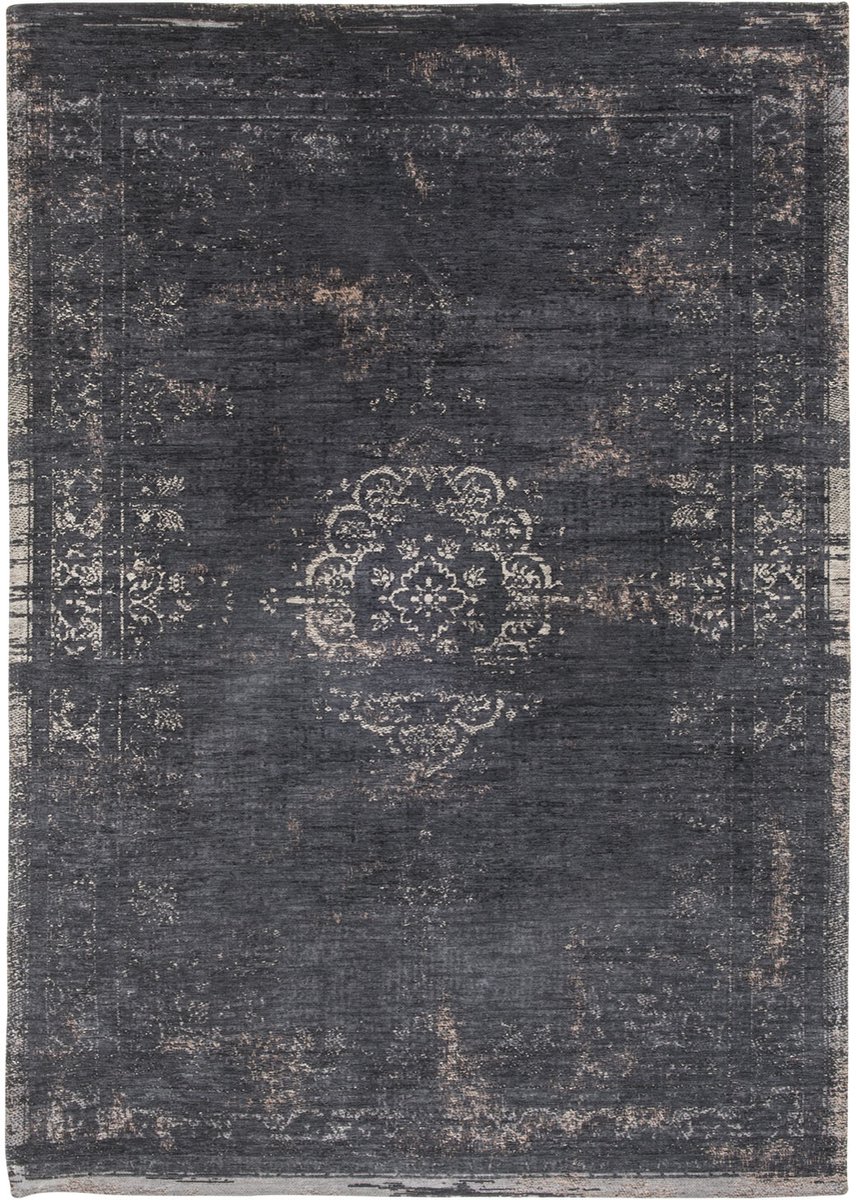 Wasbaar Binnen & Buiten Vloerkleed - 240 x 340 cm - Louis De Poortere Medallion Mineral Black - Laagpolig Tapijt - Gerecycled PET - Made in Belgium - Circulair