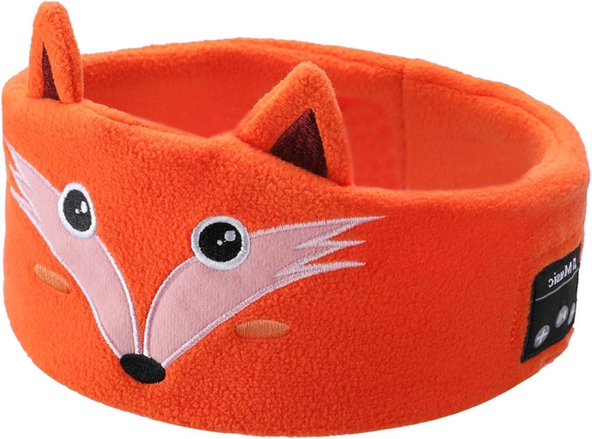 Kinder Oogmasker - Met Bluetooth Hoofdtelefoon - Slaap en Reiscomfort - Verduisterend en Ruisondrukking - Zachte Fleece Band - Vos Cartoon