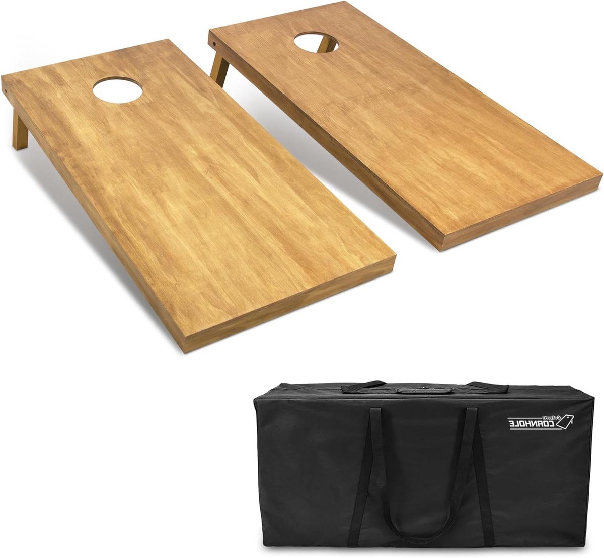 Houten Cornhole Set - Zitzak Werpspel - Buitenfeesten - Regelgevingsformaat Borden - 4 x 2 ft - Lichtbruin