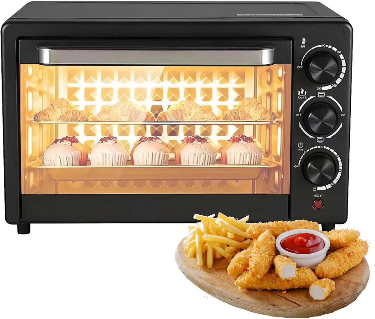 Elektrische Mini Oven - Compacte Keukenoven - Thuis Koken - Dubbele Buisverwarming - 20L Capaciteit